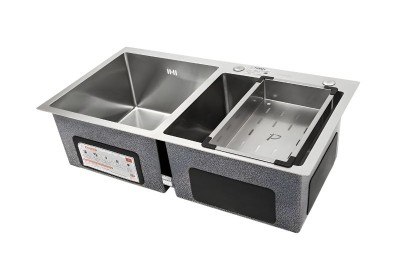 Chậu Rửa Bát 2 Hố Lệch Picenza Handmade HM8245-615 (Inox 304 Dày 3mm)