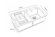 Chậu Rửa Bát 2 Hố Lệch Picenza Handmade HM7843-615 (Inox 304 - 78cm)