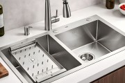 Chậu Rửa Bát 2 Hố Lệch Picenza Handmade HM7843-615 (Inox 304 - 78cm)