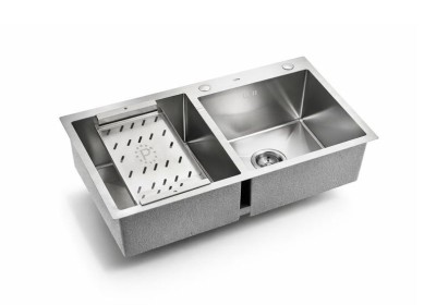 Chậu Rửa Bát 2 Hố Lệch Picenza Handmade HM7843-615 (Inox 304 - 78cm)