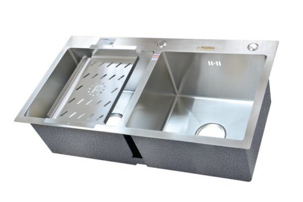 Chậu rửa bát đúc 2 hố Picenza Handmade 304 HM8245-616