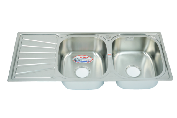 Chậu rửa bát Inox 2 hố 1 bàn Picenza TB12