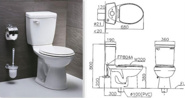 Bồn cầu giá rẻ thương hiệu CAESAR 2 khối CT1325