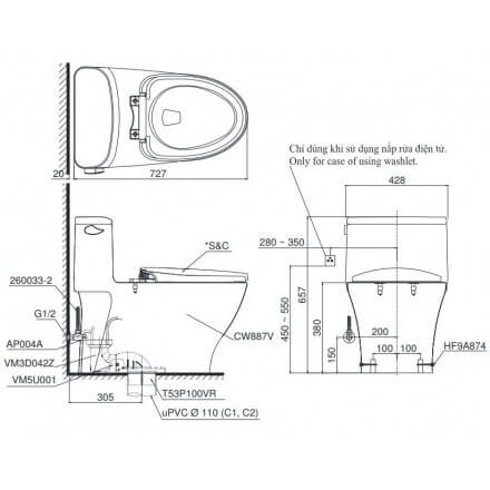 bồn cầu toto c688
