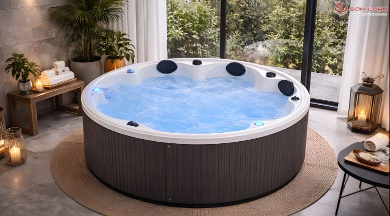 Bồn tắm massage thủy lực lắp tại khu spa biệt thự