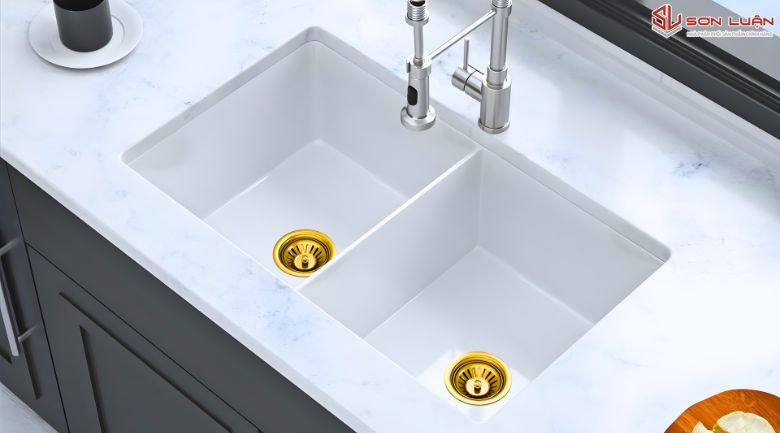 Chậu rửa bát 2 hố chất liệu đá composite