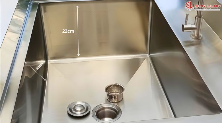 Kích thước lòng chậu rửa bát 1 hố sâu 22cm