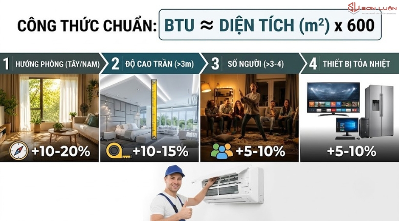 Công thức chuẩn lắp điều hòa
