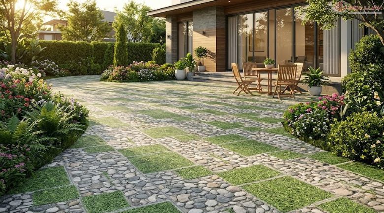 Gạch giả sỏi và giả cỏ