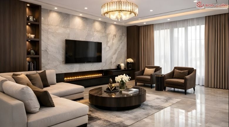 Gạch ốp lát phòng khách đẹp Hà Nội