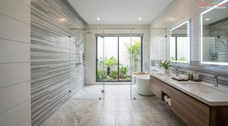 Mẫu gạch ốp lát phòng tắm sang trọng khách hàng lựa chọn tại Sơn Luận