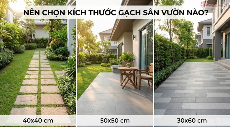 So sánh kích thước gạch sân vườn