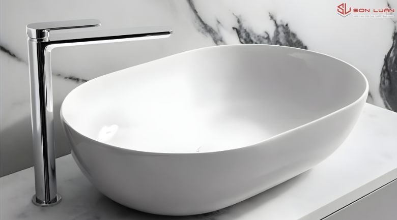 Vòi Lavabo cao cổ kết hợp chậu rửa đặt bàn