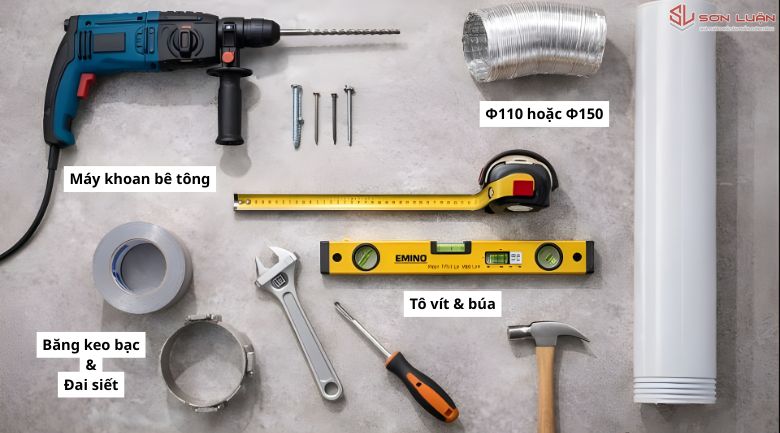 Dụng cụ cần thiết để lắp đặt máy hút mùi