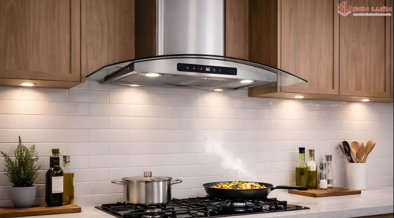 Máy hút mùi đã lắp đặt hoàn chính