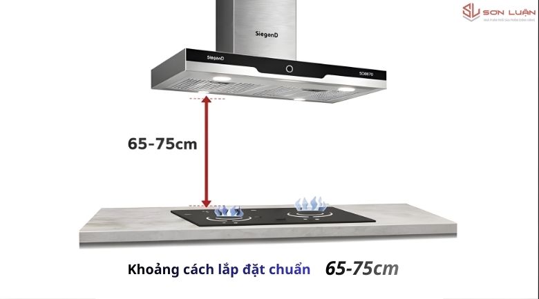 Sơ đồ khoảng cách lắp đặt máy hút mùi chuẩn 65-75cm