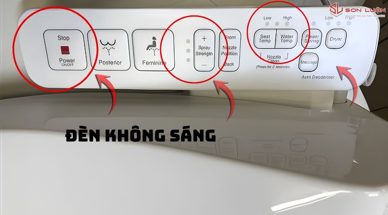 Nắp bồn cầu điện tử không sáng đèn