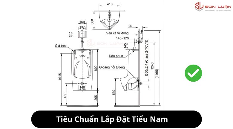 Tiêu chuẩn lắp đặt tiểu nam