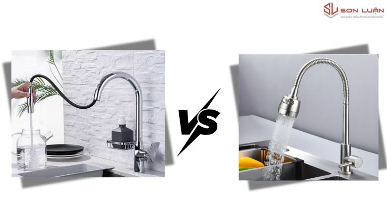 Hình ảnh thực tế vòi dây rút và vòi lò xo