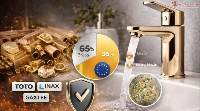 Vòi đồng thau kháng khuẩn bền bỉ - Thiết bị vệ sinh Sơn Luận