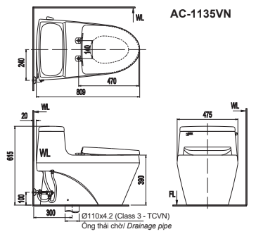Bồn cầu 1 khối Inax AC-1135VN