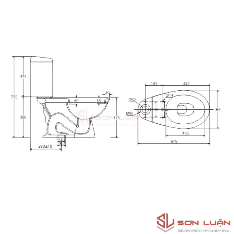 Bồn cầu 2 khối Viglacera VT34