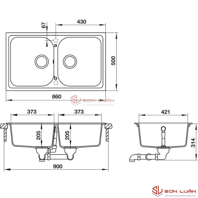 Chậu rửa bát Hafele HS19-GEN2R90 570.35.380