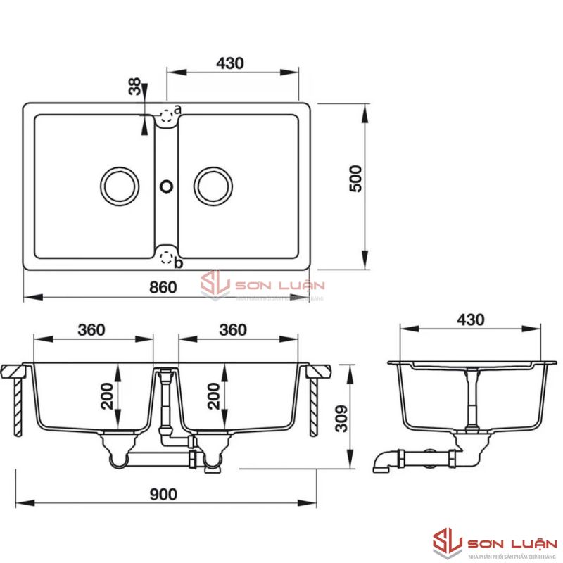 Chậu rửa bát Hafele HS19-GEN2S90 570.36.300