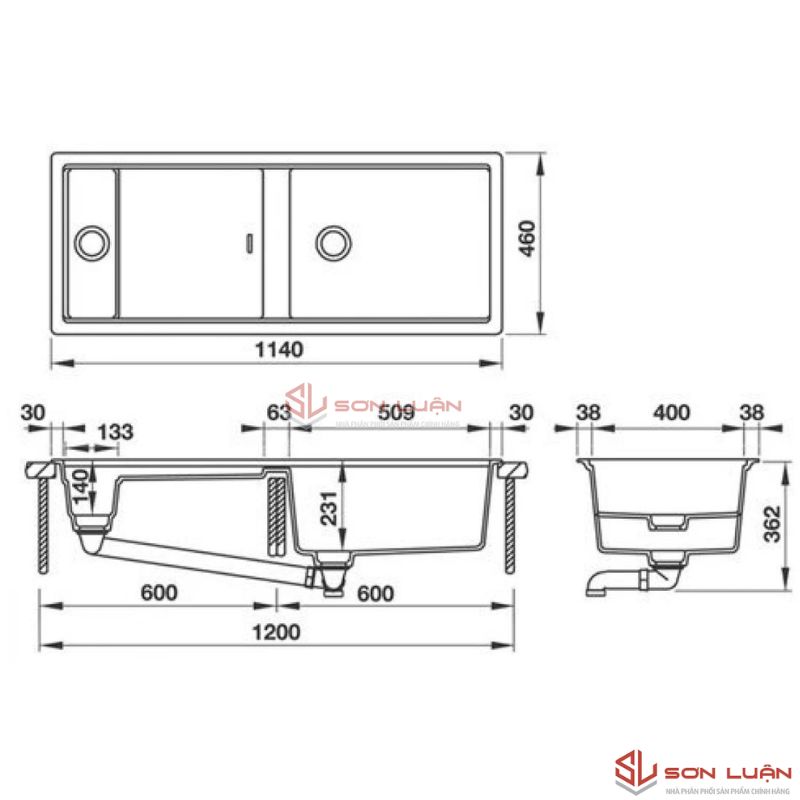 Chậu rửa bát Hafele HS19-GKD2S120 570.35.340