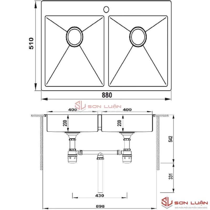 Chậu rửa bát Hafele HS20-SSN2S90 567.20.537