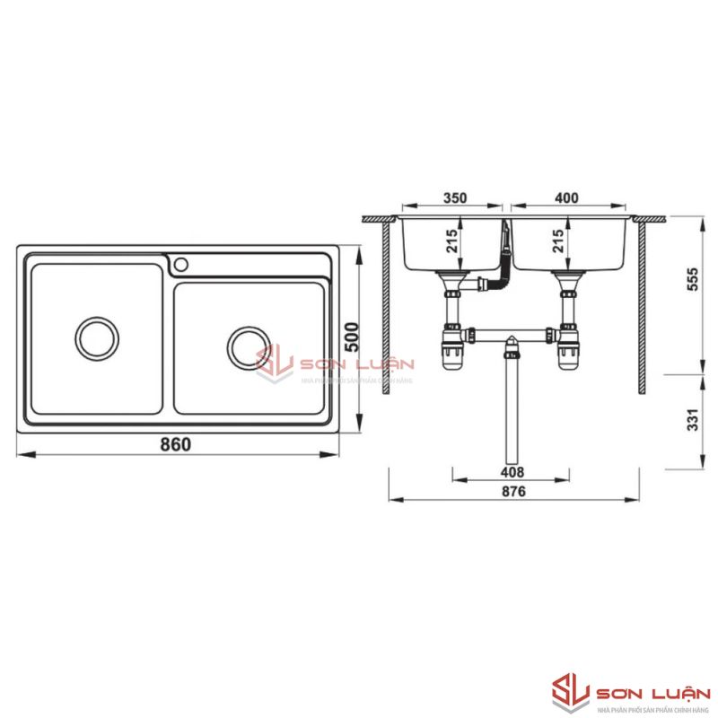 Chậu rửa bát HS20-SSN2S90L 567.20.546