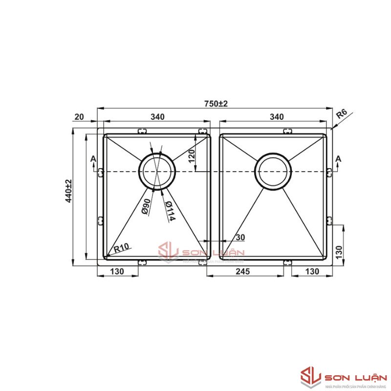 Chậu rửa bát Hafele HS22-SSN2S90P 567.94.000