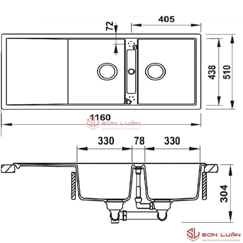 Chậu rửa bát Hafele HS20-GKD2S80 570.33.330