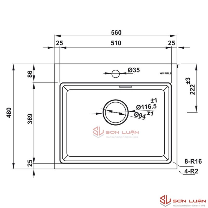 Chậu rửa chén Hafele HS22-GEN1S60M 577.25.520 Đá