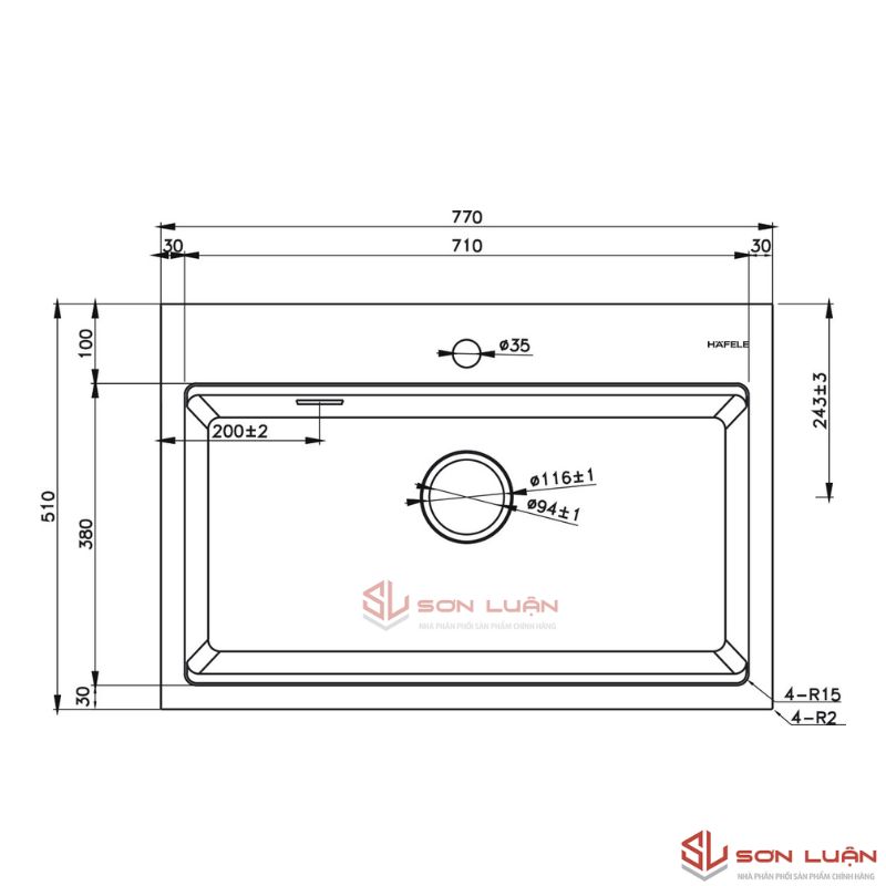 Chậu rửa chén Hafele HS22-GEN1S90M