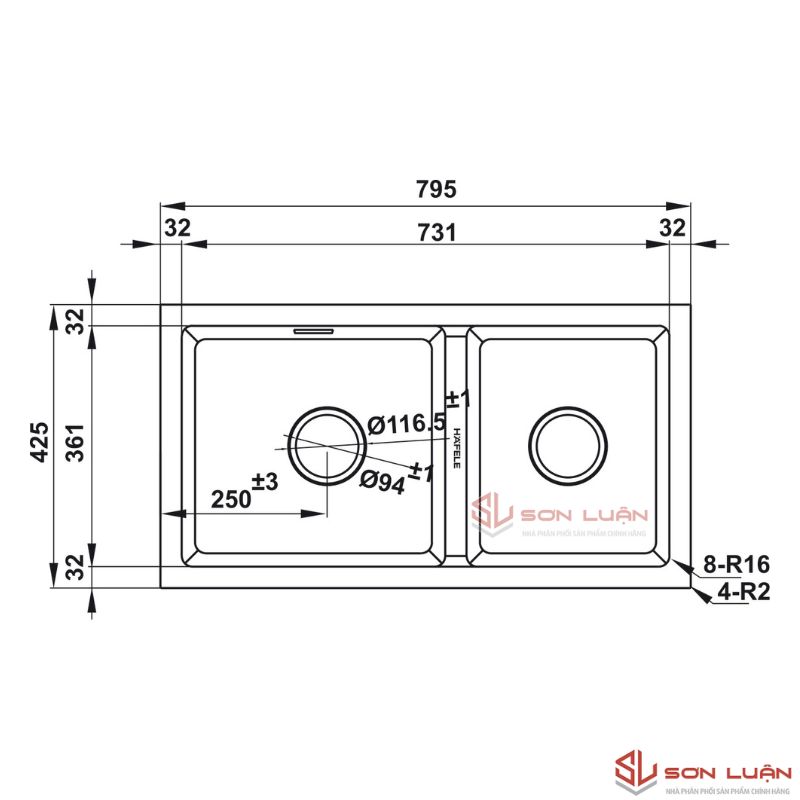 Chậu rửa chén Hafele HS22-GEN2S90
