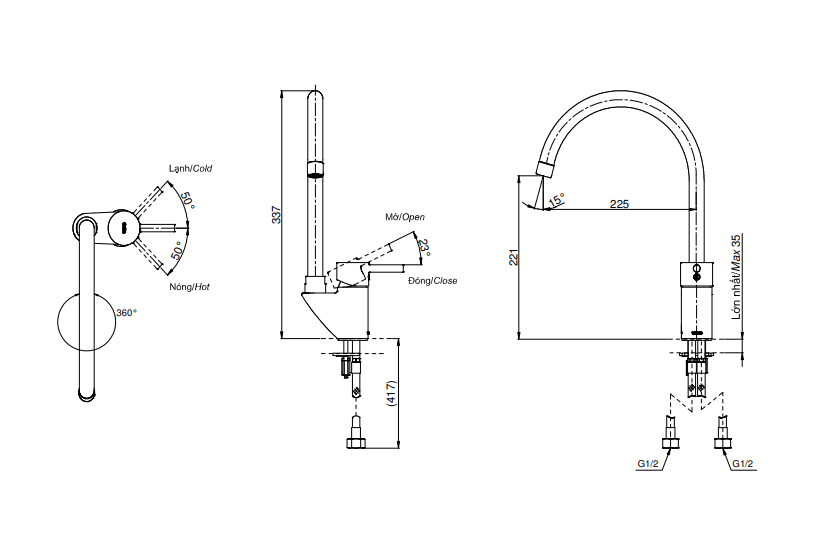 Vòi bếp TOTO DK307AS