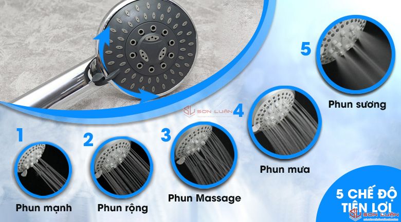Vòi sen 5 chế độ phun khác nhau