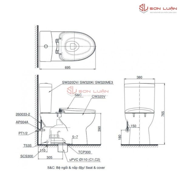 Bồn Cầu Điện Tử TOTO CS300DW16Y1 Nắp Rửa Washlet TCF23410AAA C2