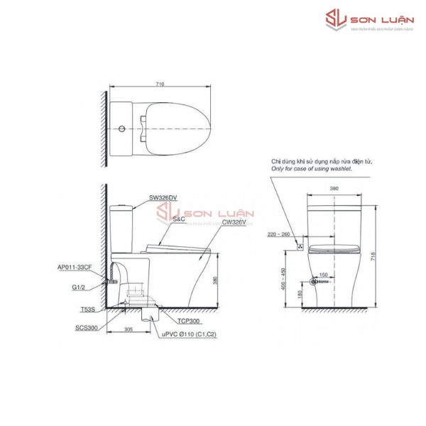 Bồn Cầu Điện Tử TOTO CS326DW11 Nắp Rửa Washlet TCF4911Z