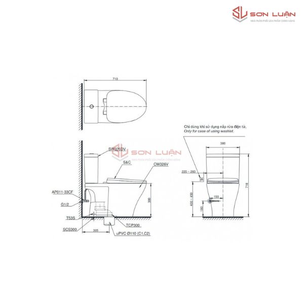 Bồn Cầu Điện Tử TOTO CS326DW14 Washlet TCF24410AAA C5