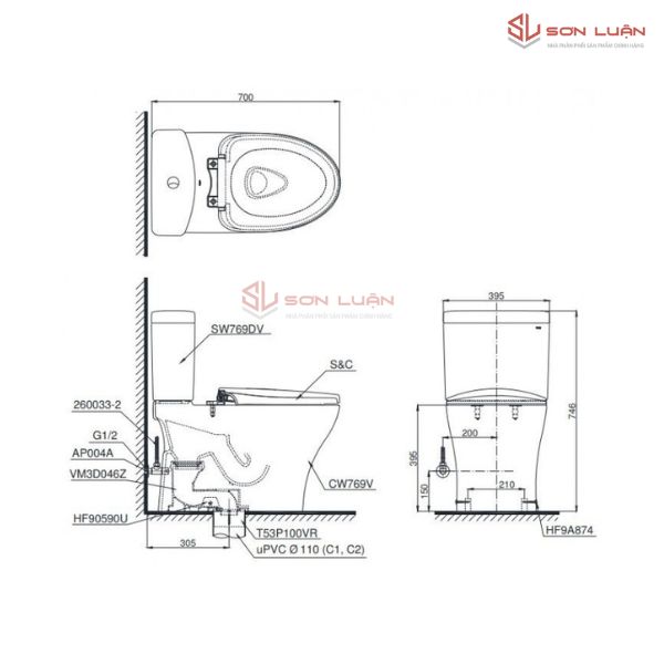 Bồn Cầu Điện Tử TOTO CS769CDRW15 Washlet
