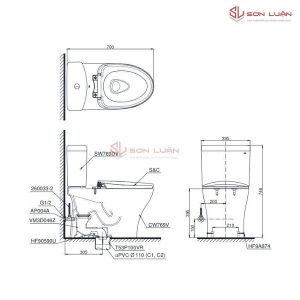 Bồn Cầu Điện Tử TOTO CS769DRW16 Nắp Rửa Washlet TCF23410AAA C2