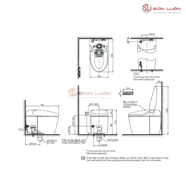Bồn Cầu Thông Minh TOTO CS921VT/TCF85510GAA/T53P100VR