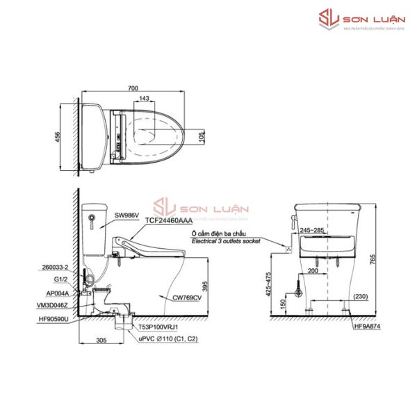 Bồn Cầu Điện Tử TOTO CS986CGW15 Nắp Rửa Washlet