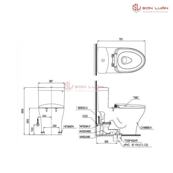 Bồn Cầu Điện Tử TOTO MS855DW14 Washlet