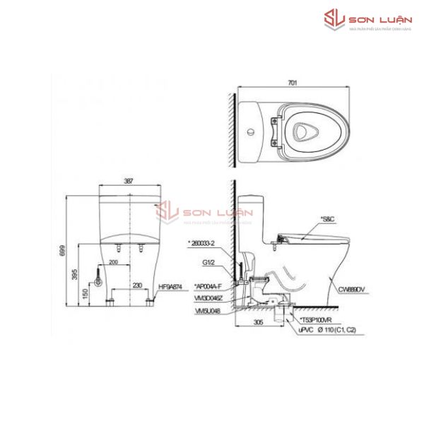 Bồn Cầu Điện Tử TOTO MS855DW4 Nắp Tự Động Đóng Mở