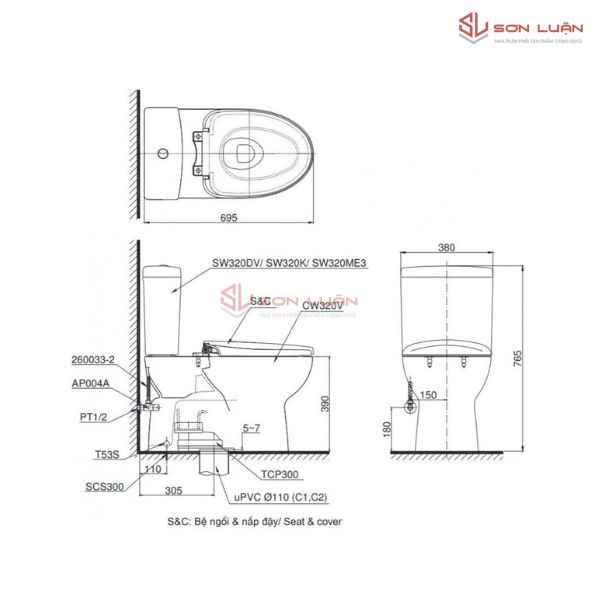 Bồn Cầu Điện Tử TOTO CS320DRW11 Nắp Rửa Washlet