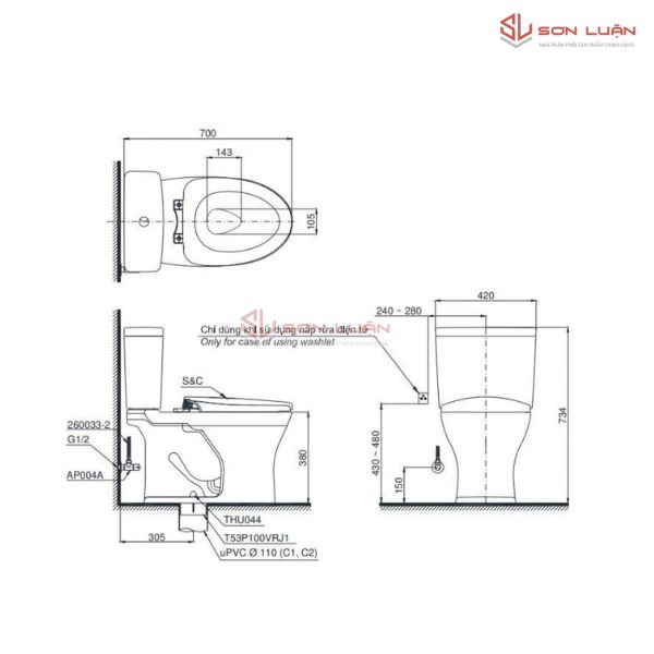 Bồn Cầu Điện Tử TOTO CS735DW11 Nắp Rửa Washlet
