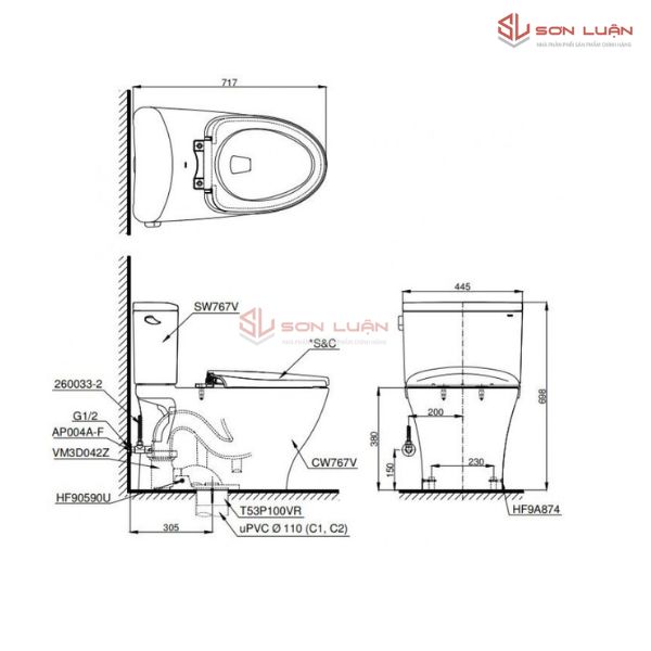 Bồn Cầu Điện Tử TOTO CS767CRW15 Washlet